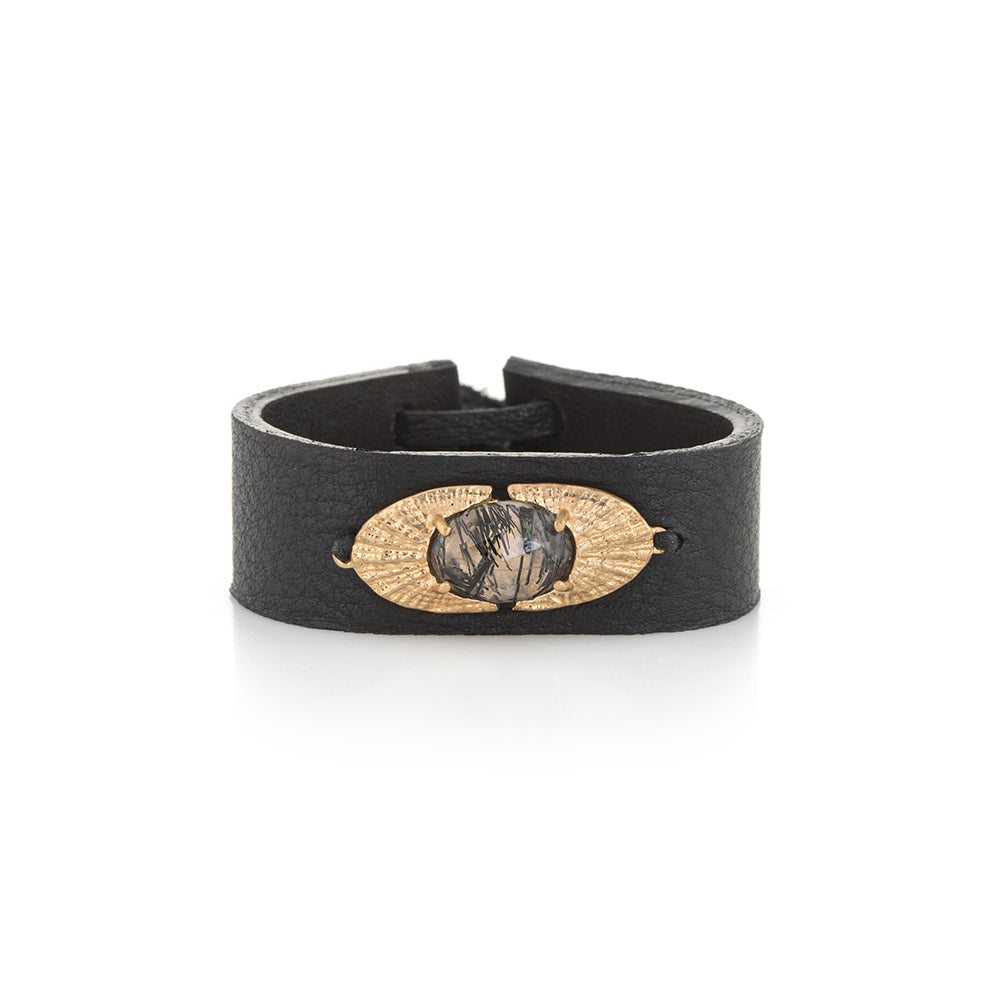 DECO SHELL NAVETTE LEATHER BRACELET