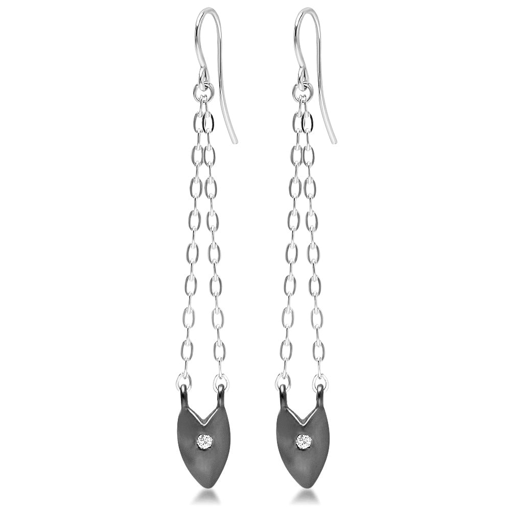 KNIFE EDGE HEART DROP EARRINGS